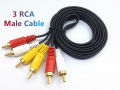 AV CABLE 3RCA 3 RCA Male AUDIO VIDEO Cord Composite Yellow/Red/White TV DVD(1.5m). 