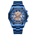 2024 Binbond S033 Mens Watches Top Brand Luxury Stainless Steel Waterproof Hollow Out Blue Big Male Wristwatches. 