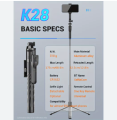 Premium Handheld Stabilizing K28 SELFIE STICK TRIPOD (5 Foot) 360 degrees Rotation with remote.