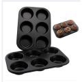 Non Stick 6 Pockets Muffin and Cupcake Pan, Nonstick Brownie Cake Pan, Carbon Steel bakeware for Oven Baking. 