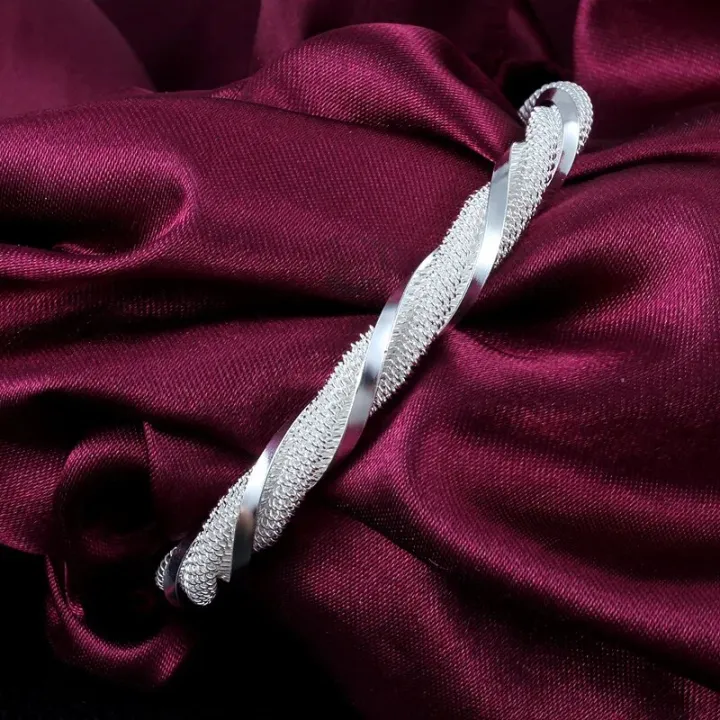 Silver%20Braided%20Bangle%20Jewelry%20925%20Sterling%20Silver%20Fashion%20Mesh%20Wide%20Bracelets%20Bangles%20for%20Women%20Men%20-%20Image%203