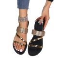 2024 New Foreign Trade Plus Size Casual Slippers Women's Round Toe Straight Rhinestone Flat Slippers.