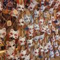 Kitsune Fox Mask Woman Cosplay Plastic Japanese Half Face Mask hanging on wall for Party Decoration Funny Children Anime Mask. 