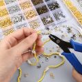 Crimp Beads Covers Kit with Bead Crimping Pliers Tool Brass Crimp Beads Tips Knot Covers Kit for for Jewelry Making DIY Craft.