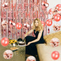 Migeet 40PCS Rose Gold Birthday Party Decorations Set Boys Girls Women Birthday Party Supplies Reusable Happy Birthday Sequin Heart Balloons Tassel Door Curtain for Baby Birthday Party Decorations. 