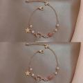 Korean Fashion Cute Star Moon Bracelets for Women Colorful Natural Stone Zircon Adjustable Pearl Chain Bracelet Wedding Jewelry.