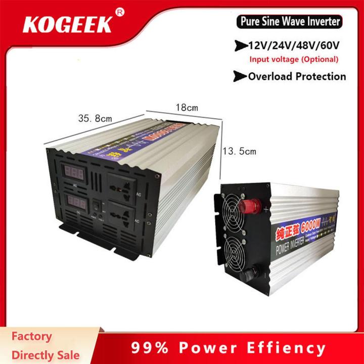 KOGEET 6000W Pure Sine Wave Inverter Converter Solar Car Inverters With LED