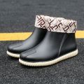 Japanese Rain Boots Women's Fashion Wear-Resistant Rain Boots Short Tube Mid-Calf Waterproof Non-Slip Kitchen Work Rubber Shoes Shoe Cover. 