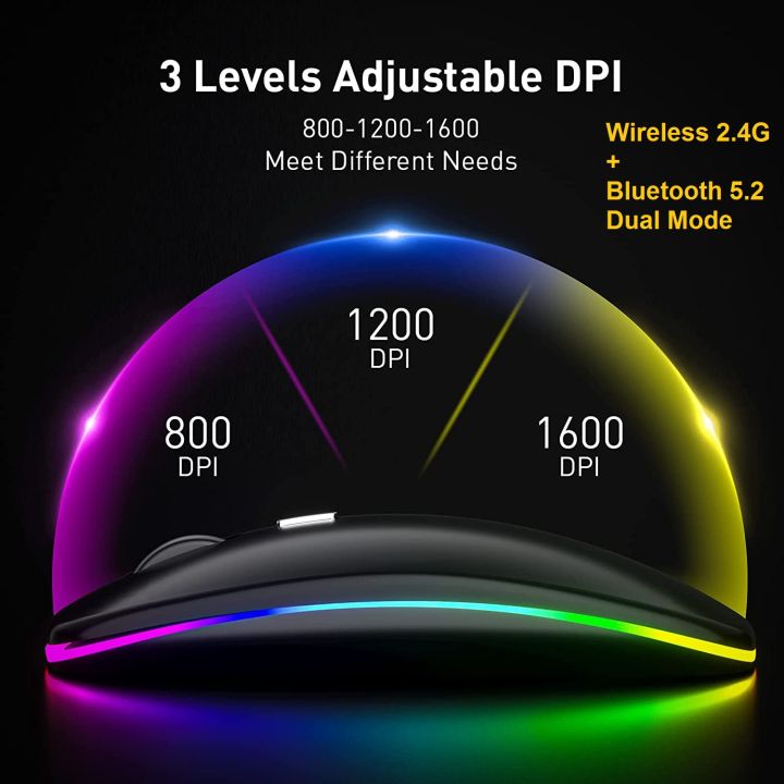 Rainbow%20Duel%20Mode%20Wireless%20Bluetooth%20Rechargeable%20Rgb%20Mouse%20-%20Mouse%20-%20Image%203
