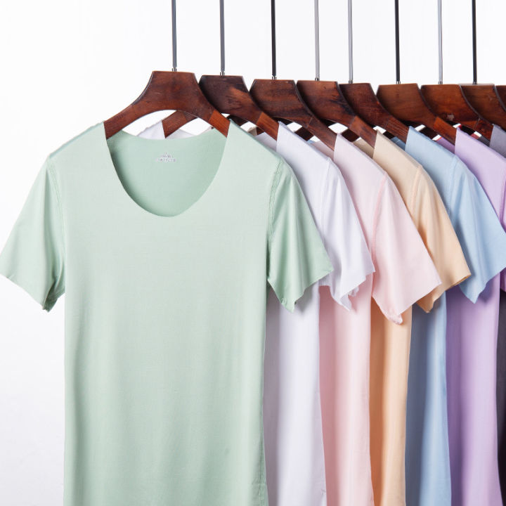 Women%20Casual%20Short%20Sleeve%20T-shirts%20Round%20Neck%20Breathable%20Ice%20Silk%20Loose%20T-Shirts%20Tees%20-%20Image%203