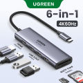 UGREEN USB C Hub 4K 60Hz, 6 in 1 Dongle Adapter with HDMI Output, 3 USB 3.0 Ports, SD/Micro SD Card Reader Compatible for Surface Dell MacBook HP XPS and More. 