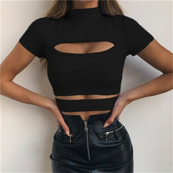 Gothic%20Chest%20Hollow%20Out%20Women%20T-shirt%20Crop%20Top%20Green%20Black%20Solid%20Slim%20Tank%20Tops%20Tee%20Shirt%20Female%20Casual%20Camis%20-%20Image%202