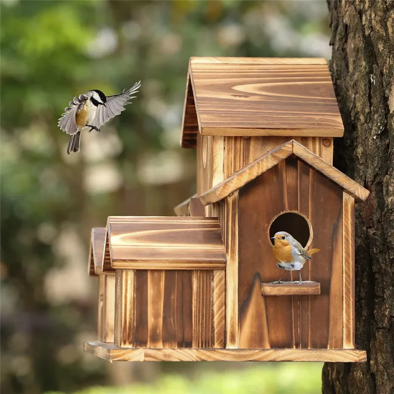 thumbnail image 2 of Unfinished Wooden Birdhouse Outdoor Garden Hanging... – Grandado 2 of 10