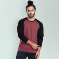 Raglan Full Sleeve Casual Maroon Color T-Shirt For Men - A Wardrobe Essential That Blends Comfort and Style for Every Occasion.