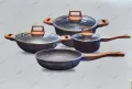 Kiam Non Stick 7 Pcs Cookware Set For Superior Release -1Pc Casserol, 1Pc Fry pan, 1Pc Karai and 1Pc Milk pan with 3 lids.