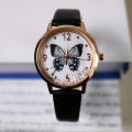 Elegant Women's Leather Watch with Lucky Beads and Butterfly Design.