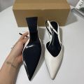 TRAF White Pumps Women 2024 Spring Thick Heels High Heels Women Sandals Fashion Pointed Elegant Office Woman Heeled Shoes. 