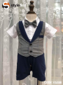 Baby Boys Clothing Sets Romper Party Dress (Romper + Full Pant + Bow Tie) Set For 0 Month -To 06 Months. 