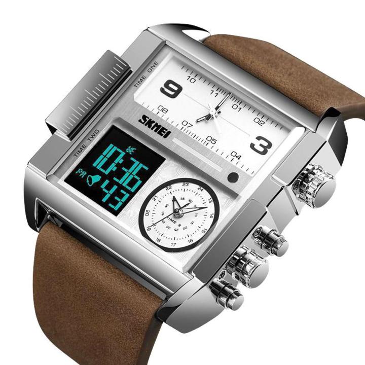 Skmei fashion men watch sports leather quartz waterproof digital watches for men 1391