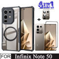 Infinix Note 50 4in1 Case Magnetic Sticker Shockproof Phone Case for Infinix Note 50 Pro 4G Anti Spy Soft Ceramic Matte Privacy Tempered Glass. 