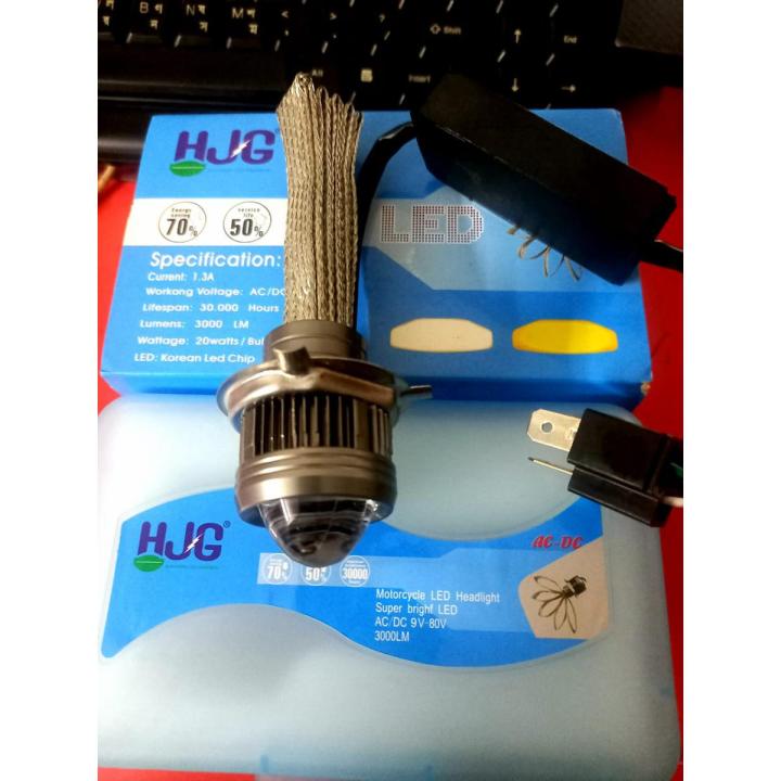 Shafla HJG brand LED Headlight For Motorcycle 1 Pis . White & Yellow. 20W