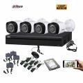 DAHUA 4-Pcs Set Full Color CCTV CAMERA PACKAGE with All Accessories (2MP-1080p Camera). 