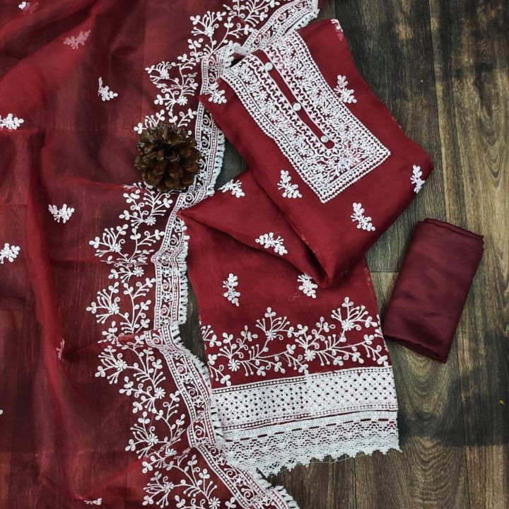 Unstitched%20Indian%20Organza%20Tissu%20Shalwar%20Kamiz%20Four%20Piece%20Party%20Dress%20For%20Women%20(4%20Piece)%20-%20Image%202