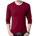MAROON COLOR SOLID LONG SLEEVE MENS T-SHIRT.