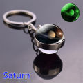 Luminous Solar System Planet Key chain Pendant Key Ring Earth Moon Saturn Double Side Glass Ball Key Chain glow in the dark. 