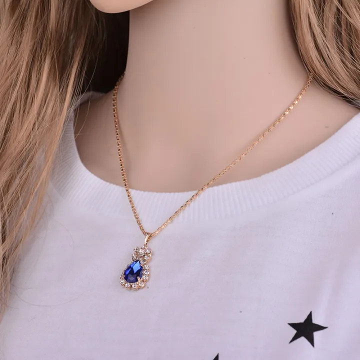 6%20Colors%20Necklace/Earrings/Rings%20Jewelry%20Sets%20Hoop%20Earrings%20Water%20Drop%20Earrings%20Red%20Jewelry%20Set%20Rhinestones%20For%20Women%20-%20Image%208