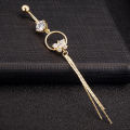 European and American hot selling body piercing pendant, belly dance navel ring, bow tassel long navel button, foreign trade source. 