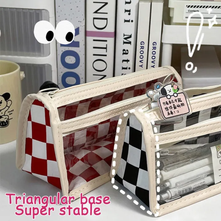 Clear%20Stationery%20Organizer%20Student%20Pencil%20Bag%20Pencil%20Bags%20For%20School%20Transparent%20Waterproof%20Storage%20Pouch%20Checkerboard%20Pattern%20Pencil%20Case%20-%20Image%204