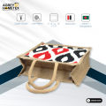 Jute Shopping Bag, Natural, Red & Black, (12"x14" ), 1 Pcs.