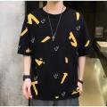 Black All-Over Printed Summer T-Shirt For Men - Genji - গেঞ্জি ছেলেদের. 