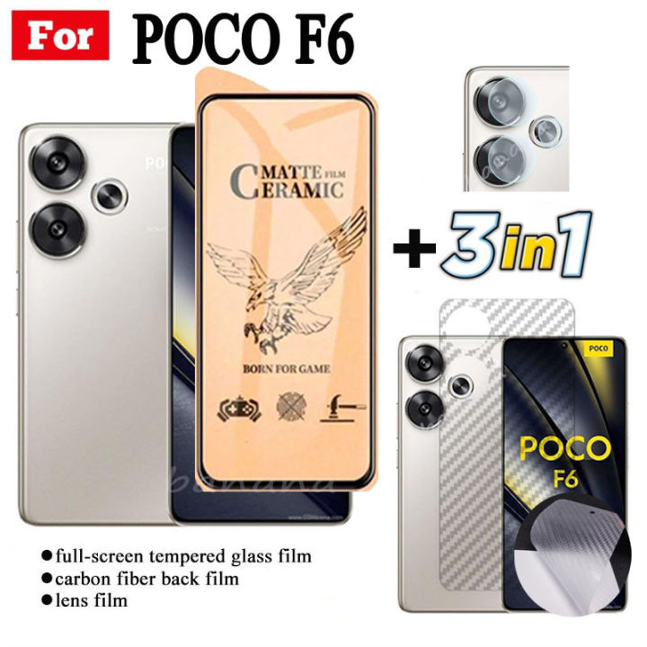 3 IN 1 Poco F6 5G Ceramic Tempered Glass for Poco F5 F5 Pro X6 Pro X5 Pro Poc C65 C40 F6 Pro Camera Lens Glass Screen Protector and Back Film