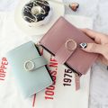 【Wweirdoo】Short Circular Hasp Small Zipper Coin Purse Female Mini Bag Credit Card Holder Students s Ladies wallet. 
