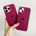 For Apple Iphone 14 / Iphone 14 Plus / Iphone 14 Pro / Iphone 14 Pro Max Luxury Silicone Protect Back Cover Soft Case - Camera (Maroon Black & White Colour). 