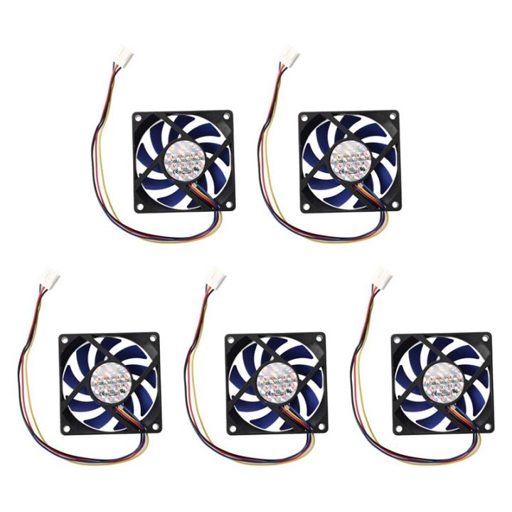 OUMERY%205X%2012V%20DC%2032%2070mm%204-Pin%20Computer%20Case%20CFM%20PWM%20CPU%20PC%20Fan%20Blue%20&%20Black%20-%20Image%202