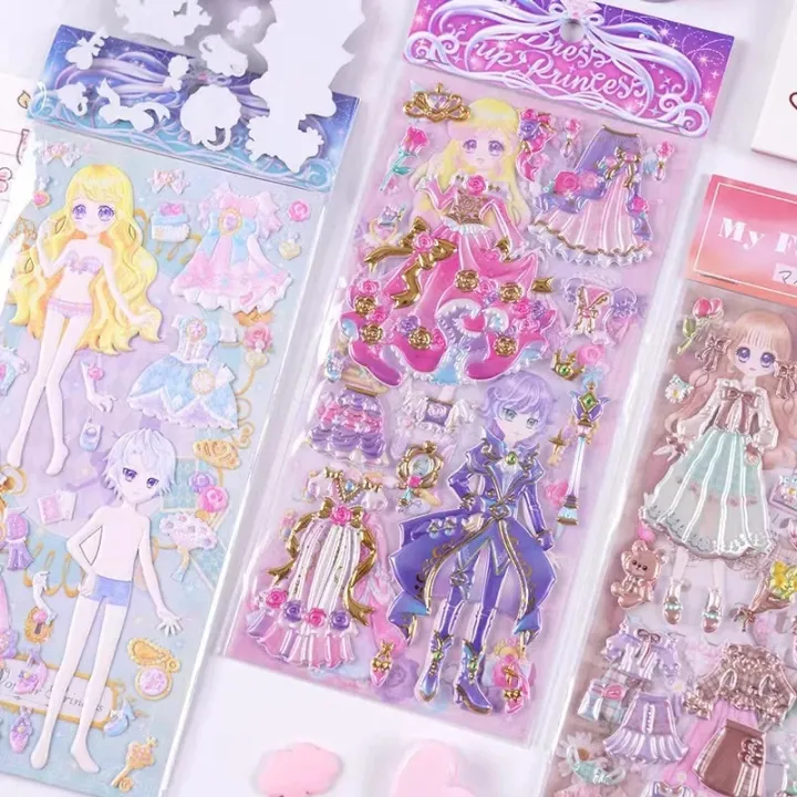 1Pcs%20Kids%20Dress%20Up%20Doll%20Sticker%203D%20Princess%20Kawaii%20Double%20Layer%20Children%20Sticker%20Toy%20for%20Laptop%20Scrapbooking%20Stationery%20Notebook%20-%20Image%205