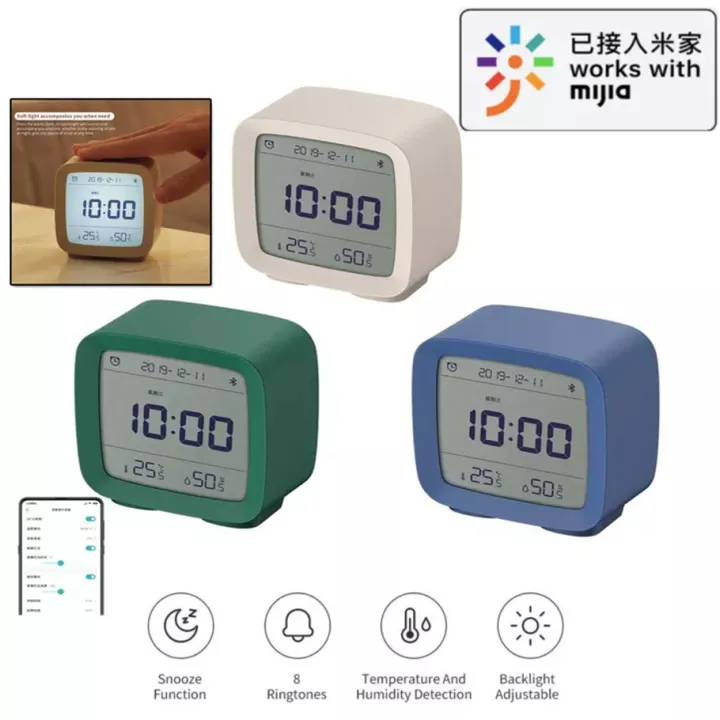 Xiaomi Youpin Qingping 3-in-1 Bluetooth Alarm Clock With Night Light And Temperature Humidity Monitor With Mijia App