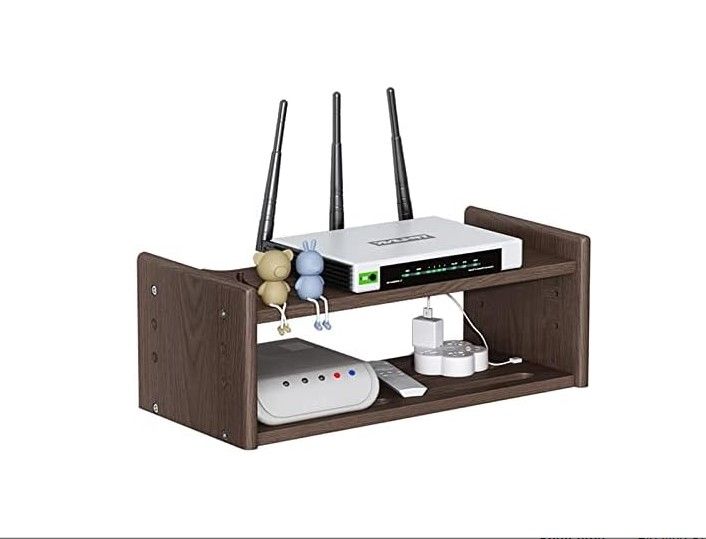 Router Shelf Wall Mount WiFi Router Storage Box Decorative Storage Rack, Router Storage Box, Mount for Bedroom, Living Room Office Use-6/12/8