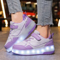 Pink Fashion Girls Boys LED Light Roller Skate Shoes for Children Kids Sneakers with Wheels Two Wheels Sneakers for Boys Kids. 
