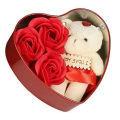 Love Gift -Heart Shape Gift Box (Flowers With Soft Teddy) - 11cm*11.8cm.