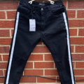 Jeans Pant Black With Side White Stripe - প্যান্ট ছেলেদের.