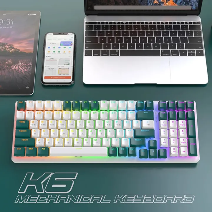 K96%202.4G/BT5.0%20Wireless%20Gaming%20Mechanical%20Keyboard%20100%20Key%20Red/Green%20Switch%20Hotswap%20RGB%20Backlight%20Keyboard%20for%20PC%20Computer%20Gamer%20-%20Image%203