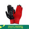 Red Nylon Rubber Coated Nitrile Glove, for Industrial, Construction, Household, Cycling, Bike Riding, Gardening, Kitchen Work Safty Hand Gloves , Red & Black Colour ( 1 Pair). 