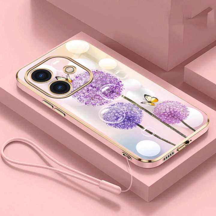 %5BFree%20Lanyard%5D%20OPPO%20A3x%20A3%20Luxury%20Dandelion%20Flower%20Casing%20Square%20Edges%20Plating%20Back%20TPU%20Soft%20Case%20Cover%20-%20Image%202