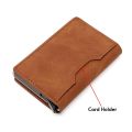 Bycobecy Customized Name Leather Wallet Men Magnet Wallet Rfid Credit Card Holder Aluminum Box Case With Money Clip Card Holder.