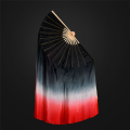 1 Pair Black Red Gradient Yangko Dance Fan Silk Veil Bamboo Ribs Double Sided Show Props Performance Fan (1L+1R). 