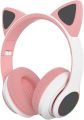 STN-28 Over Ear Music Headset Glowing Cat Ear Headphones Foldable Wireless BT5.0 Earphone with Mic AUX IN TF Card MP3 Player Colorful LED Lights for PC Laptop Computer Mobile Phone. 